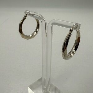 Large Vintage Sterling Silver Sparkly Faceted Hoop Earrings Size 3g+ Gift Ready